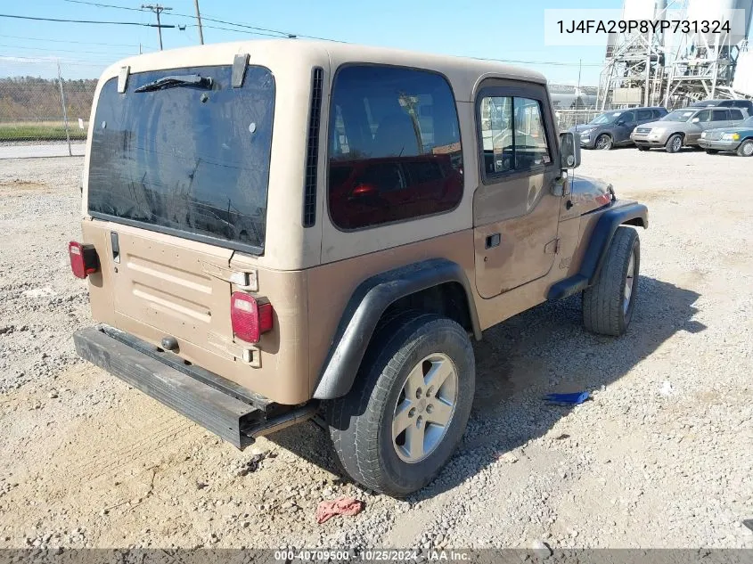 2000 Jeep Wrangler Se VIN: 1J4FA29P8YP731324 Lot: 40709500