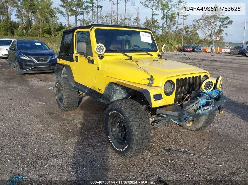 2000 Jeep Wrangler Sport VIN: 1J4FA49S6YP753628 Lot: 40736144