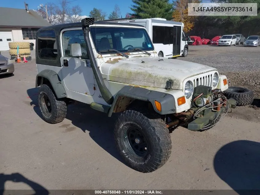 2000 Jeep Wrangler Sport VIN: 1J4FA49S5YP733614 Lot: 40758048