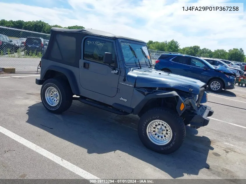 2001 Jeep Wrangler Se VIN: 1J4FA29P01P367258 Lot: 39773294