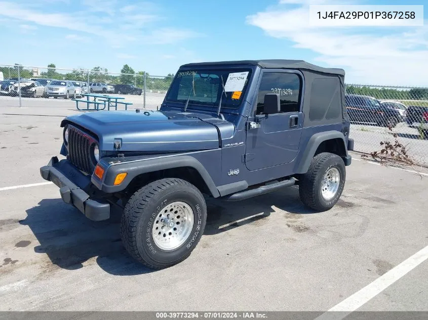 2001 Jeep Wrangler Se VIN: 1J4FA29P01P367258 Lot: 39773294