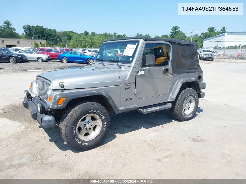 2001 Jeep Wrangler Sport VIN: 1J4FA49S21P364653 Lot: 40040180