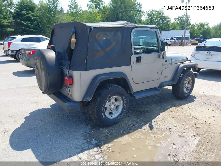 1J4FA49S21P364653 2001 Jeep Wrangler Sport