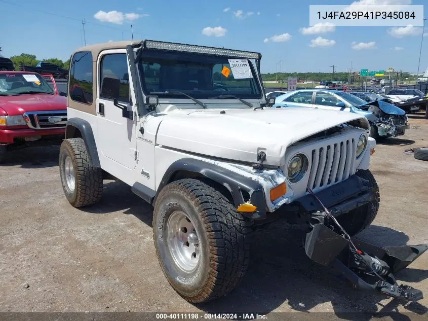 2001 Jeep Wrangler Se VIN: 1J4FA29P41P345084 Lot: 40111198