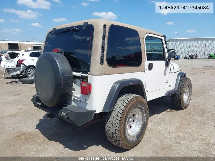 2001 Jeep Wrangler Se VIN: 1J4FA29P41P345084 Lot: 40111198