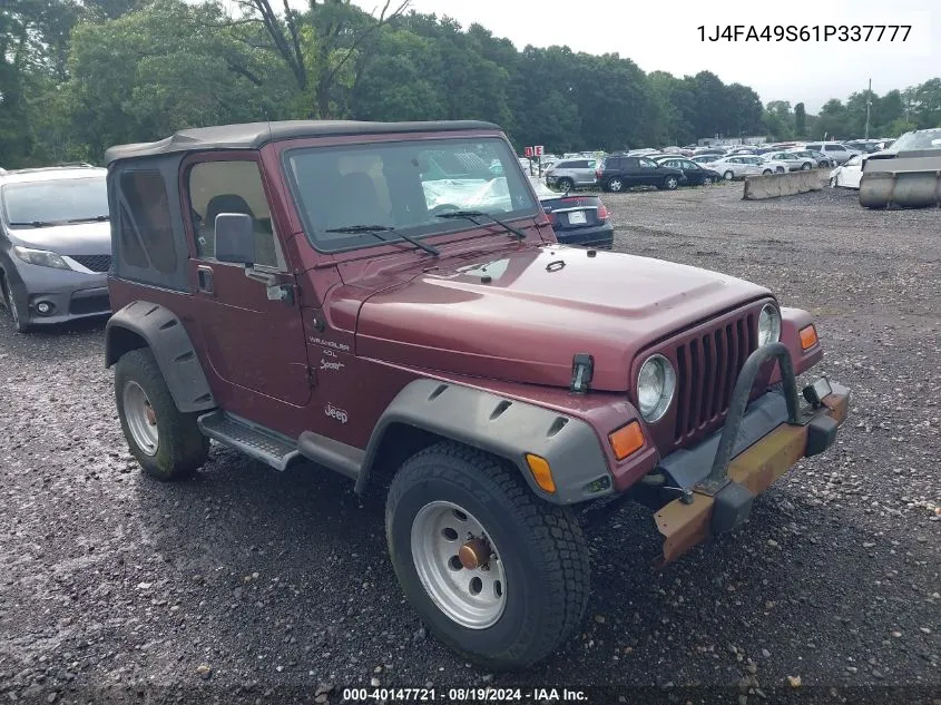 1J4FA49S61P337777 2001 Jeep Wrangler Sport