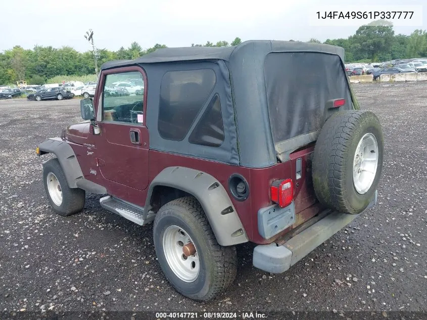 1J4FA49S61P337777 2001 Jeep Wrangler Sport