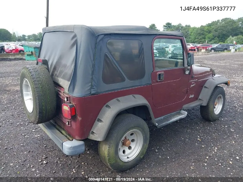 1J4FA49S61P337777 2001 Jeep Wrangler Sport