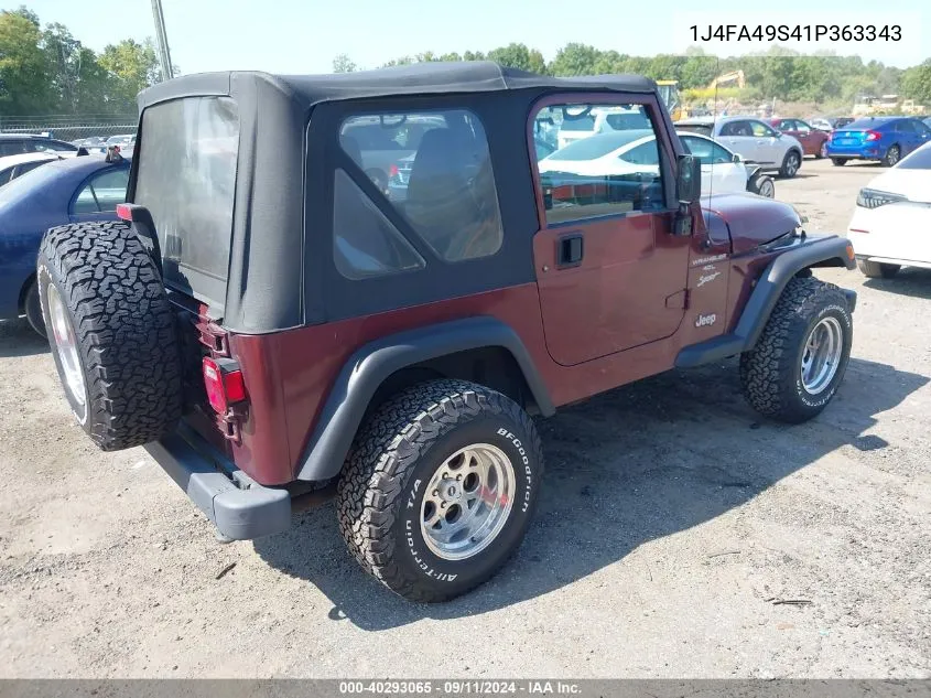 2001 Jeep Wrangler Sport VIN: 1J4FA49S41P363343 Lot: 40293065