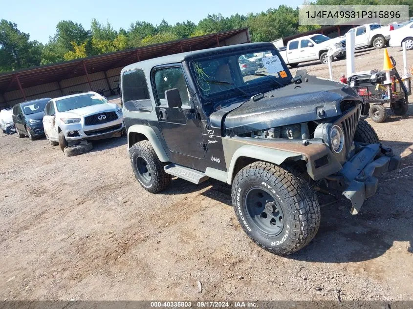 2001 Jeep Wrangler Sport VIN: 1J4FA49S31P315896 Lot: 40335803