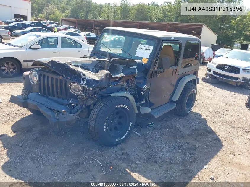 2001 Jeep Wrangler Sport VIN: 1J4FA49S31P315896 Lot: 40335803