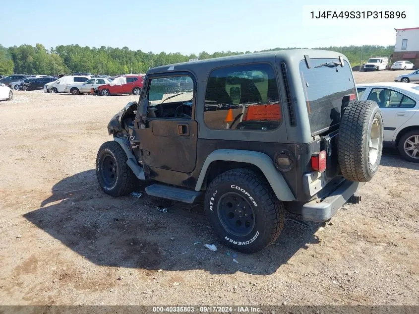 2001 Jeep Wrangler Sport VIN: 1J4FA49S31P315896 Lot: 40335803