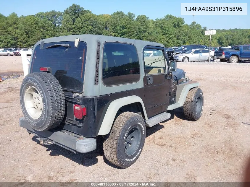 2001 Jeep Wrangler Sport VIN: 1J4FA49S31P315896 Lot: 40335803