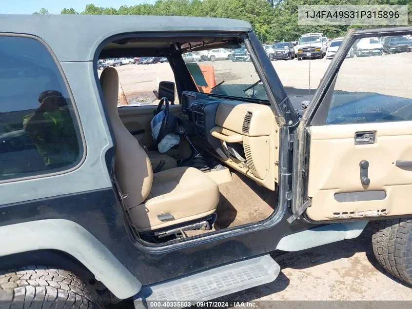 2001 Jeep Wrangler Sport VIN: 1J4FA49S31P315896 Lot: 40335803