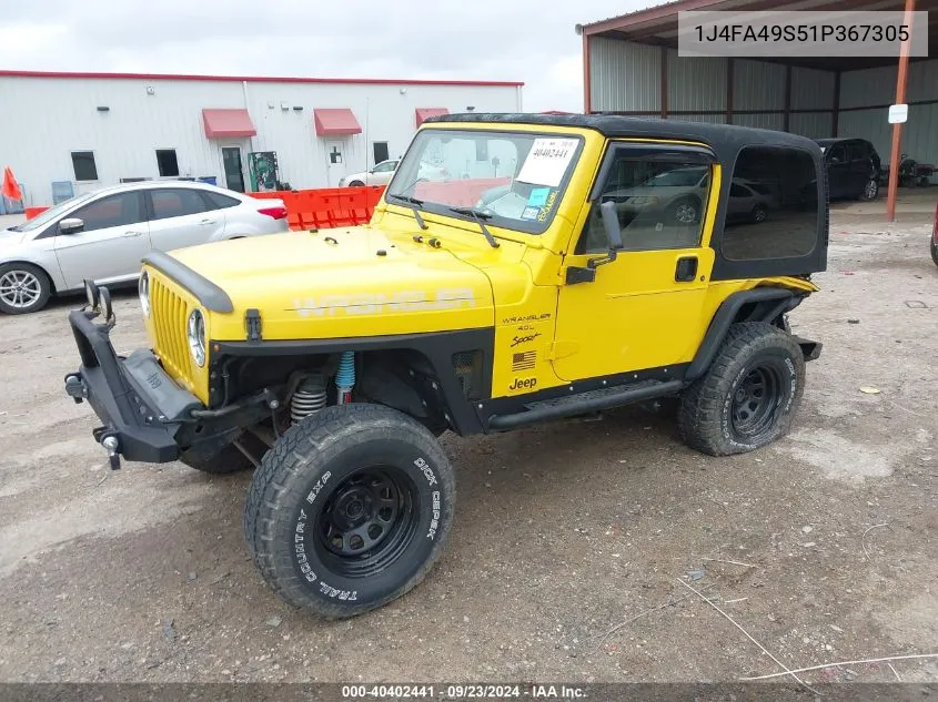 1J4FA49S51P367305 2001 Jeep Wrangler / Tj Sport