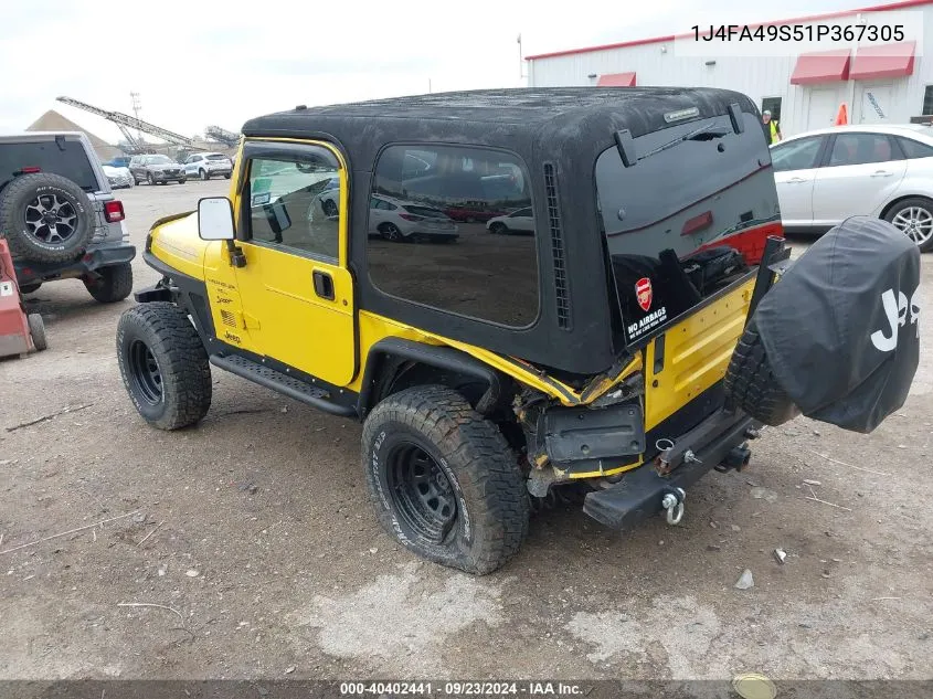 2001 Jeep Wrangler / Tj Sport VIN: 1J4FA49S51P367305 Lot: 40402441