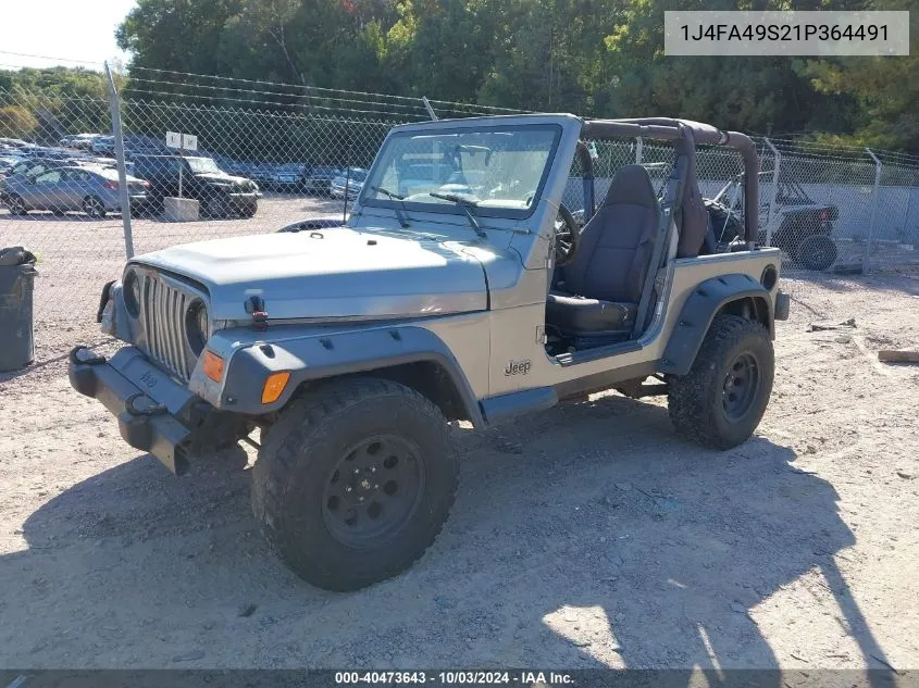 2001 Jeep Wrangler Sport VIN: 1J4FA49S21P364491 Lot: 40473643