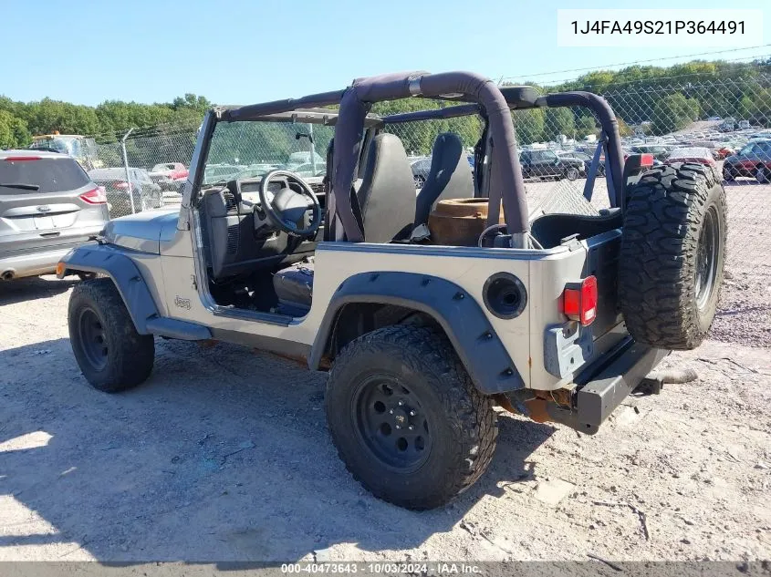 1J4FA49S21P364491 2001 Jeep Wrangler Sport