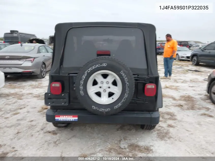 2001 Jeep Wrangler Sahara VIN: 1J4FA59S01P322035 Lot: 40625212