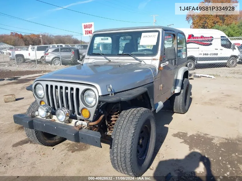 2001 Jeep Wrangler Sport VIN: 1J4FA49S81P334928 Lot: 40828532