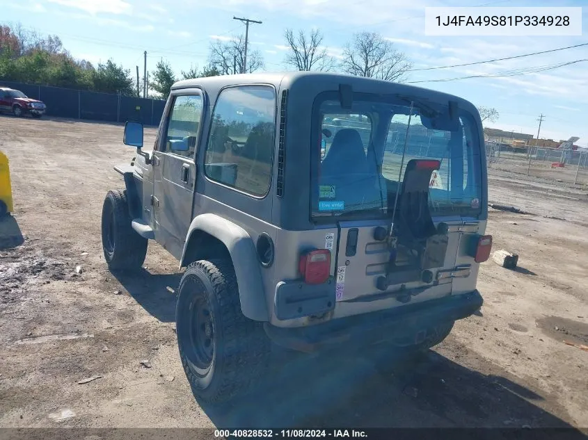 2001 Jeep Wrangler Sport VIN: 1J4FA49S81P334928 Lot: 40828532