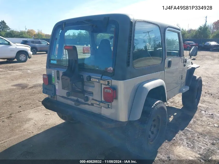 2001 Jeep Wrangler Sport VIN: 1J4FA49S81P334928 Lot: 40828532