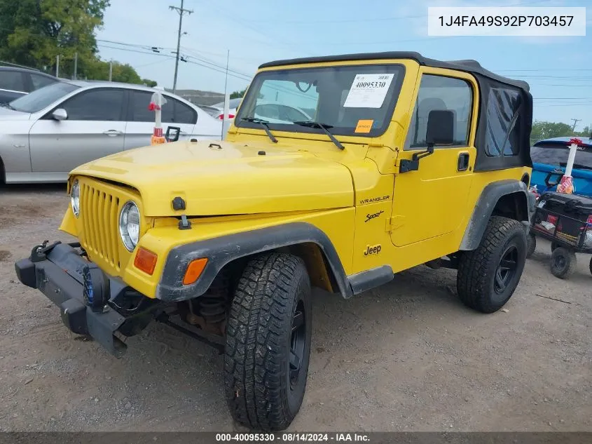 1J4FA49S92P703457 2002 Jeep Wrangler Sport