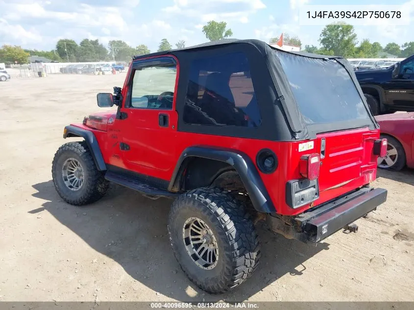 2002 Jeep Wrangler X VIN: 1J4FA39S42P750678 Lot: 40096595