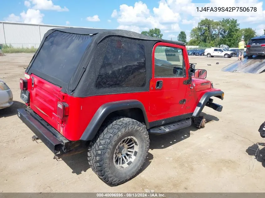 2002 Jeep Wrangler X VIN: 1J4FA39S42P750678 Lot: 40096595