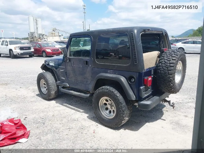 2002 Jeep Wrangler Sport VIN: 1J4FA49S82P716510 Lot: 40164981