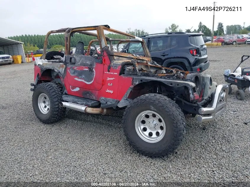 2002 Jeep Wrangler Sport VIN: 1J4FA49S42P726211 Lot: 40202136