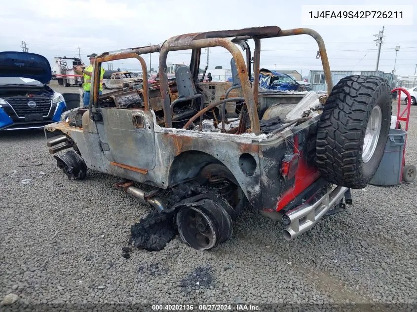 2002 Jeep Wrangler Sport VIN: 1J4FA49S42P726211 Lot: 40202136