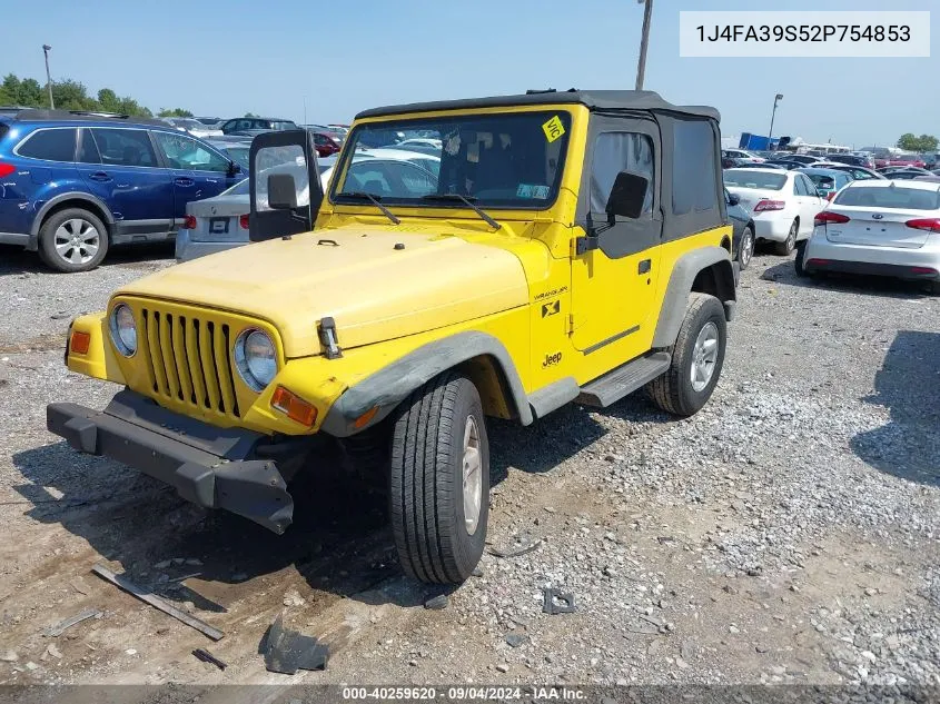 2002 Jeep Wrangler X VIN: 1J4FA39S52P754853 Lot: 40259620