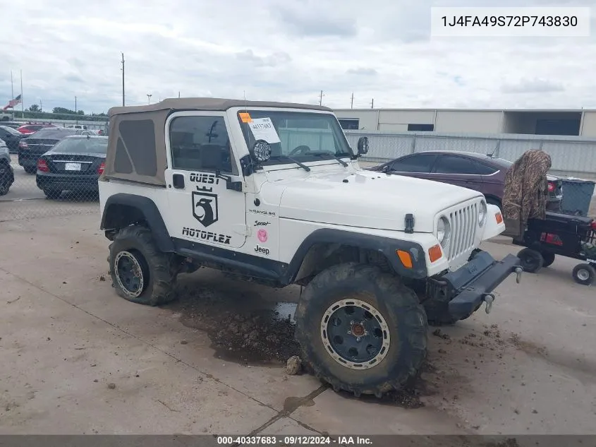 2002 Jeep Wrangler Sport VIN: 1J4FA49S72P743830 Lot: 40337683