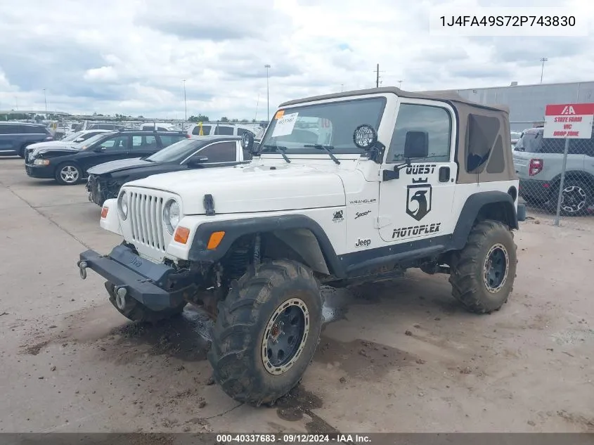 2002 Jeep Wrangler Sport VIN: 1J4FA49S72P743830 Lot: 40337683