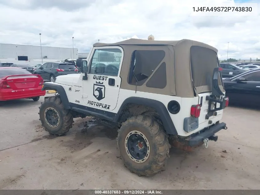 2002 Jeep Wrangler Sport VIN: 1J4FA49S72P743830 Lot: 40337683