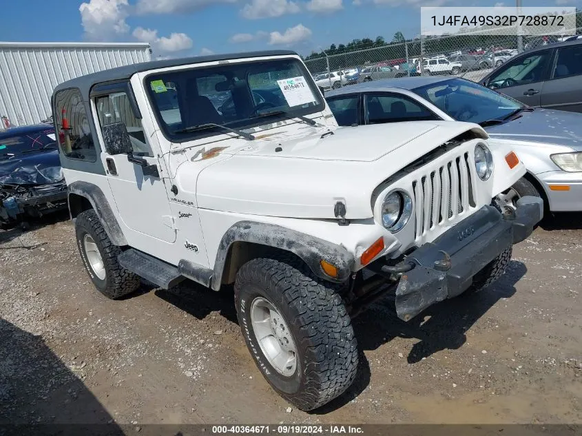 2002 Jeep Wrangler Sport VIN: 1J4FA49S32P728872 Lot: 40364671