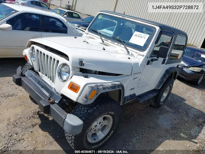 1J4FA49S32P728872 2002 Jeep Wrangler Sport