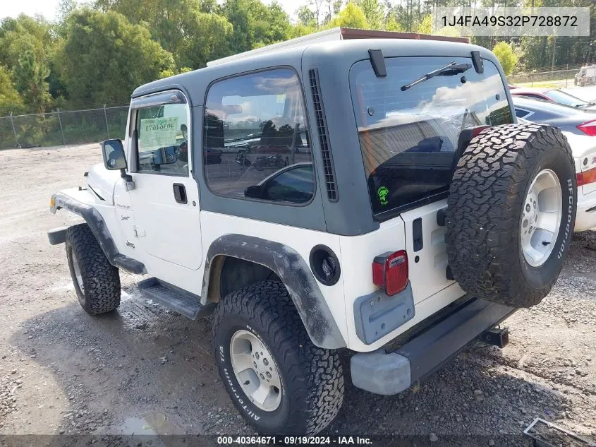 2002 Jeep Wrangler Sport VIN: 1J4FA49S32P728872 Lot: 40364671