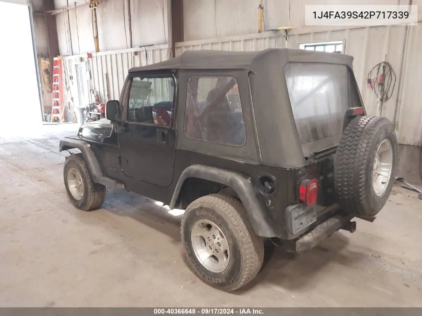 2002 Jeep Wrangler X VIN: 1J4FA39S42P717339 Lot: 40366648