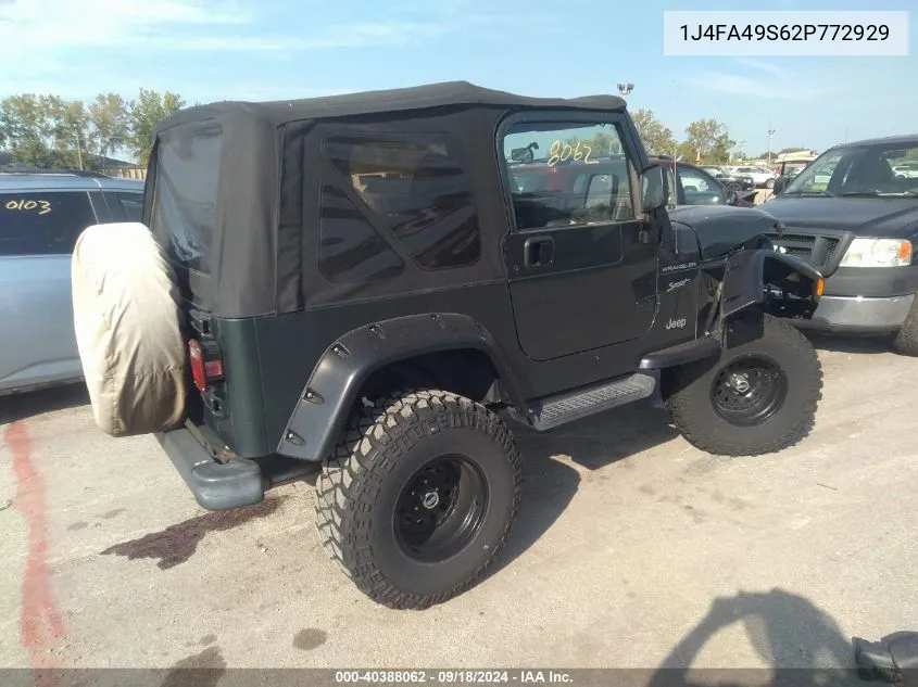 2002 Jeep Wrangler Sport VIN: 1J4FA49S62P772929 Lot: 40388062