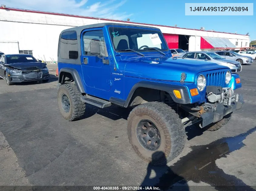 2002 Jeep Wrangler Sport VIN: 1J4FA49S12P763894 Lot: 40438385