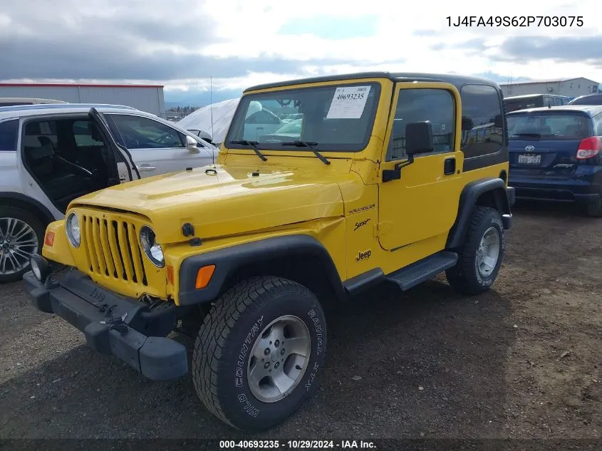 2002 Jeep Wrangler Sport VIN: 1J4FA49S62P703075 Lot: 40693235