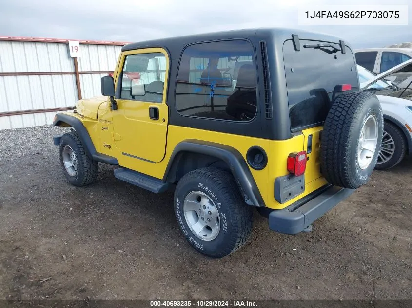 2002 Jeep Wrangler Sport VIN: 1J4FA49S62P703075 Lot: 40693235