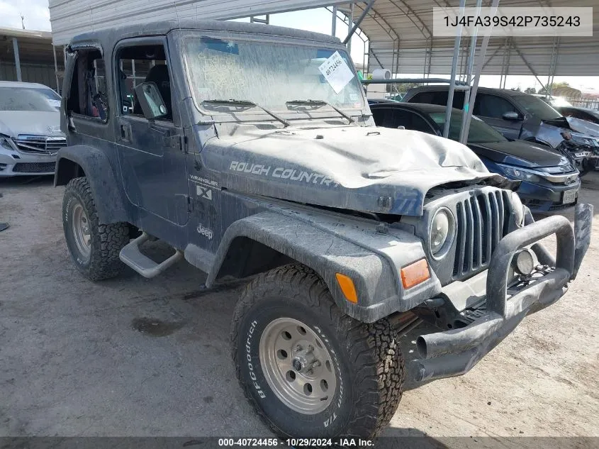 2002 Jeep Wrangler X VIN: 1J4FA39S42P735243 Lot: 40724456