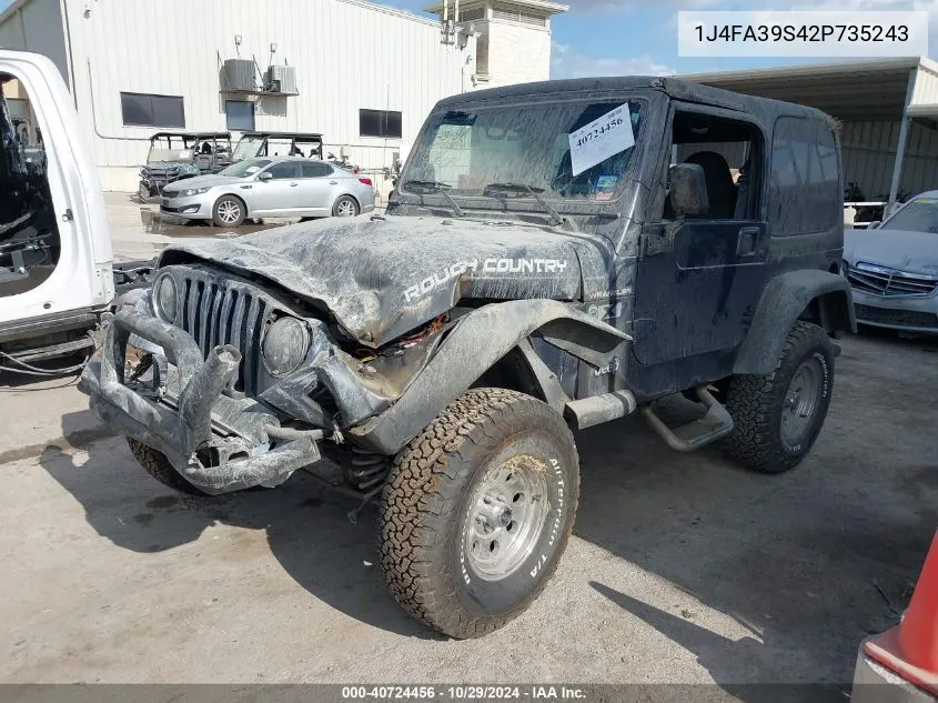 2002 Jeep Wrangler X VIN: 1J4FA39S42P735243 Lot: 40724456