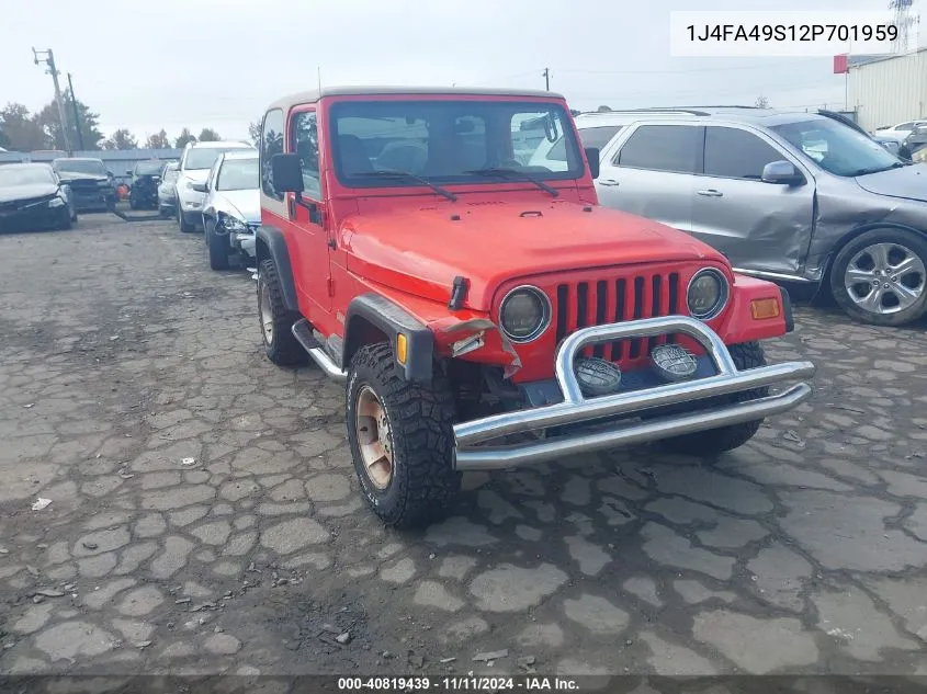 1J4FA49S12P701959 2002 Jeep Wrangler / Tj Sport