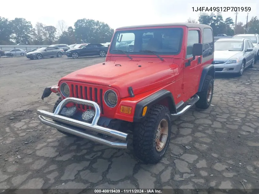 1J4FA49S12P701959 2002 Jeep Wrangler / Tj Sport