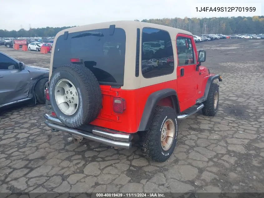 1J4FA49S12P701959 2002 Jeep Wrangler / Tj Sport