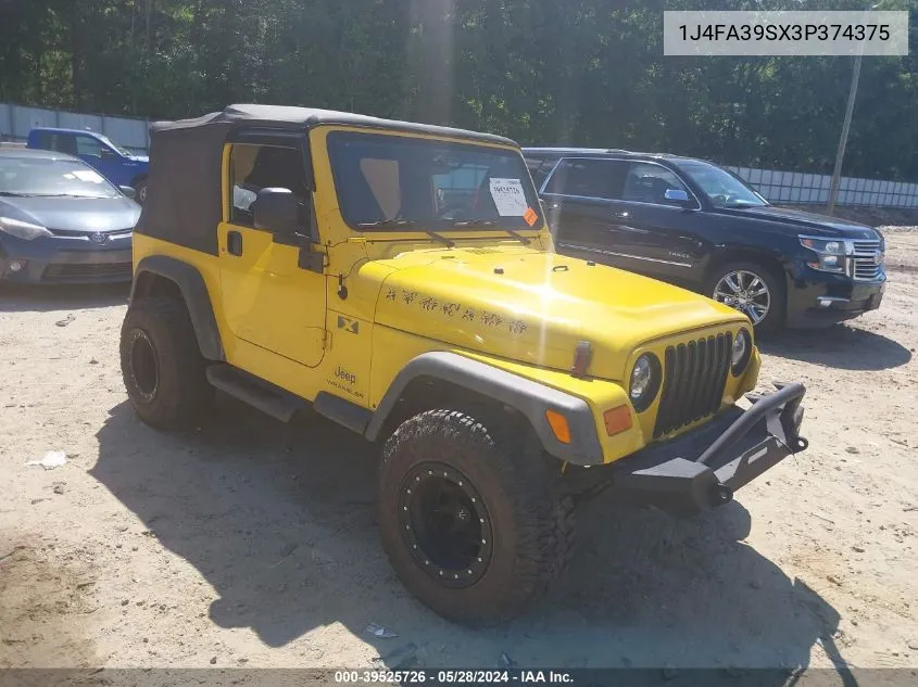 2003 Jeep Wrangler X VIN: 1J4FA39SX3P374375 Lot: 39525726